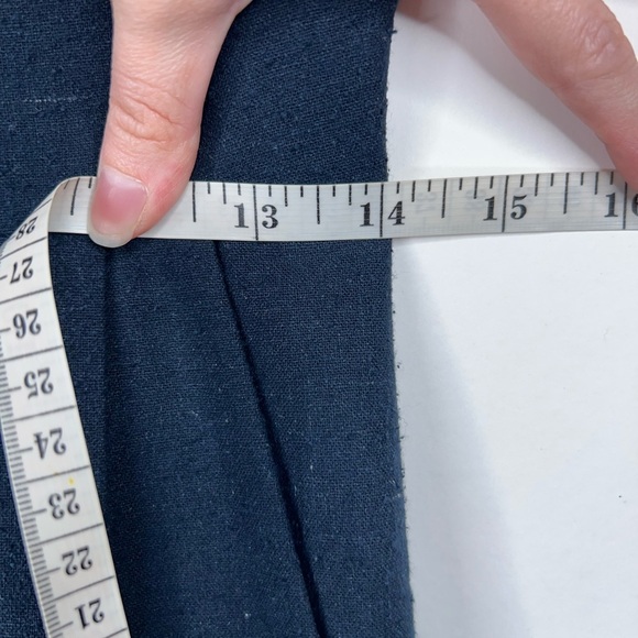 Jenni Kayne Rove Dress Silk Navy Blue Midi Dress Pockets Textured Classic Small - Picture 11 of 12